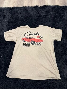 Corvette 1965 Kids Short Sleeve Tee in Cream with Red Graphic